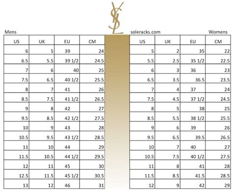 ysl heel size chart|saint laurent shoes size chart.